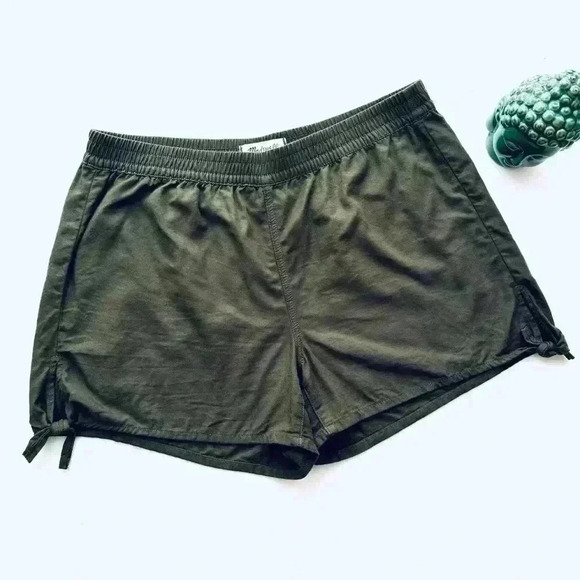 MADEWELL Army Green Cotton Elastic Highrise Side Tie Soft Board Shorts Size M - Picture 2 of 13